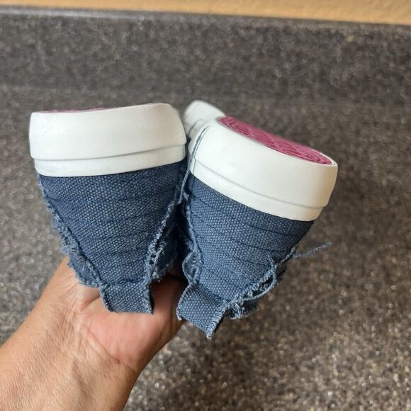 Corkys Blue Denim/Canvas Sneaker Shoes Women’s Size 7 Slip On Distressed Design - Picture 7 of 10